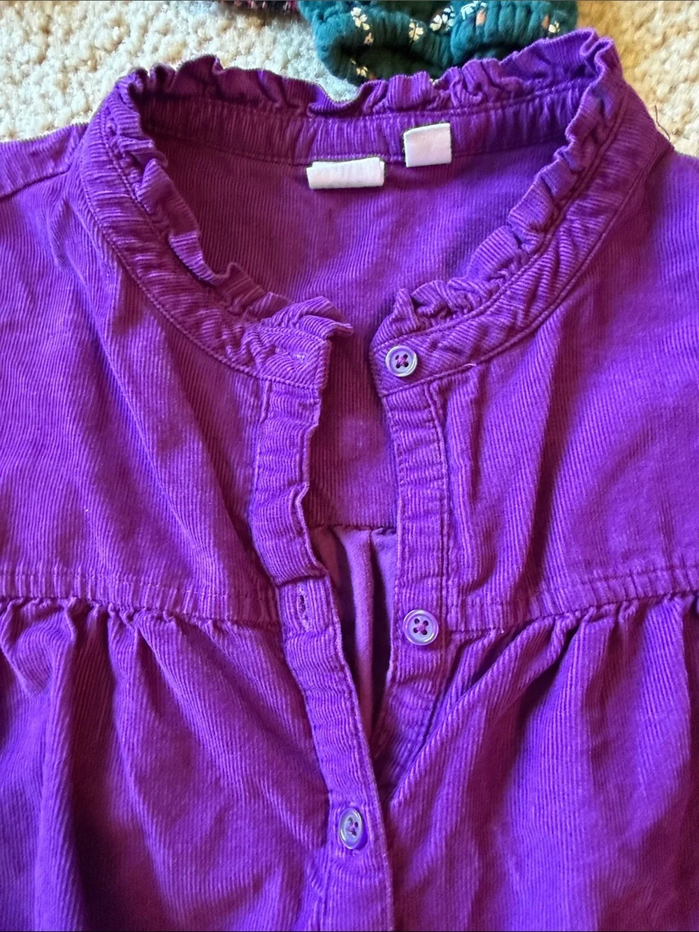 Girls' Purple Button-Front Blouse - Stylish Long Sleeve Tops size 14-16
